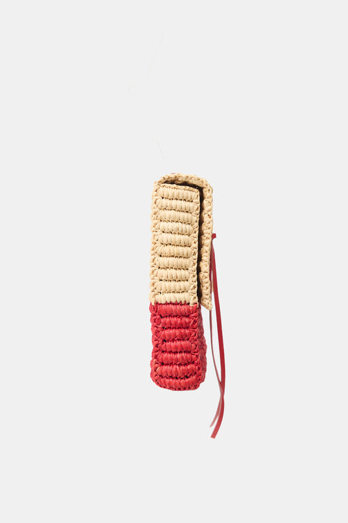 Balenciaga Raffia Moto Clutch