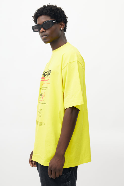Balenciaga Yellow & Multicolour Recycle Logo T-Shirt