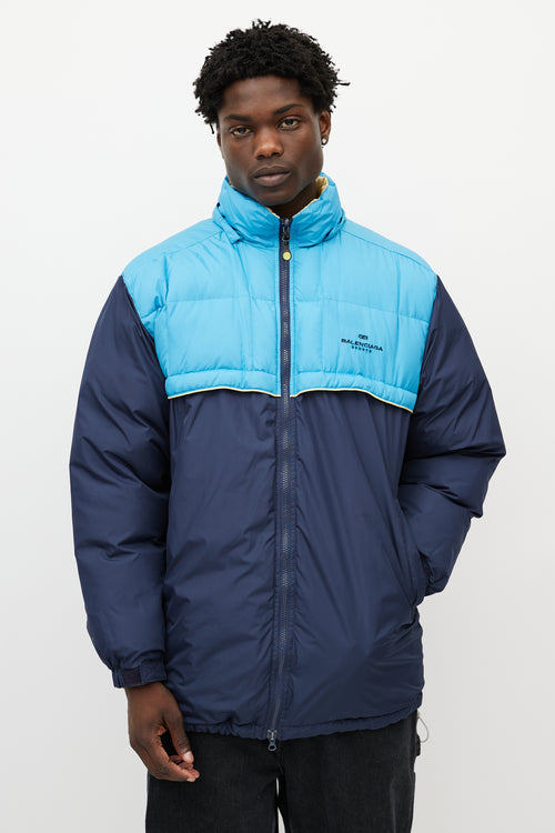 Balenciaga Yellow & Navy Reversible Down Jacket