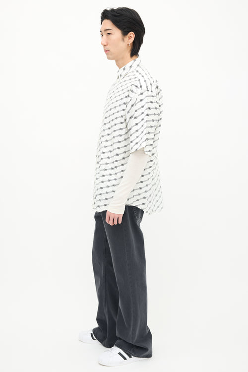 Balenciaga White & Black BB Striped Logo Shirt