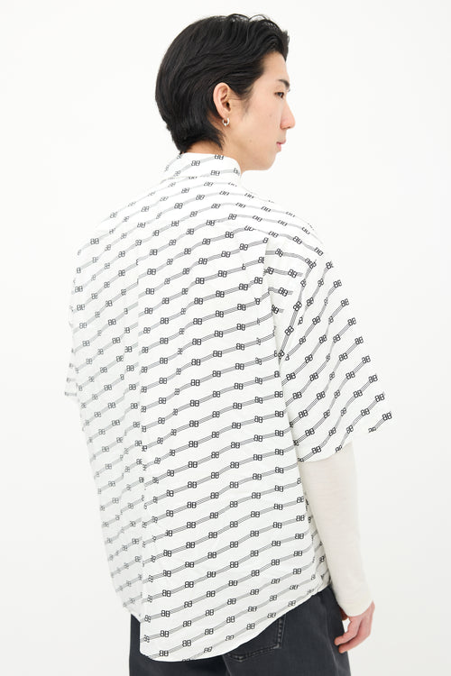 Balenciaga White & Black BB Striped Logo Shirt