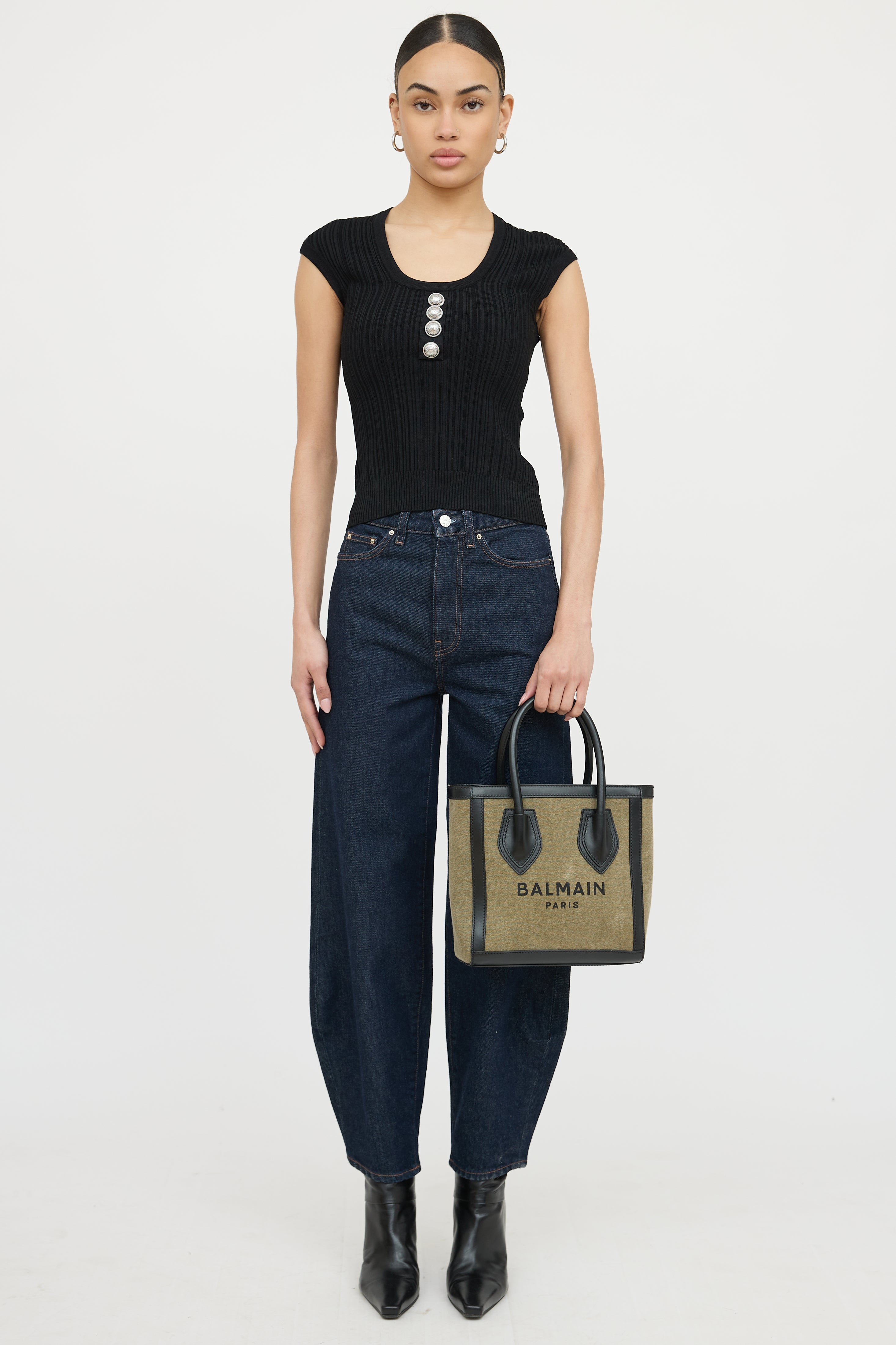 BalmainB-Army Canvas 24 Shopper Tote Bag