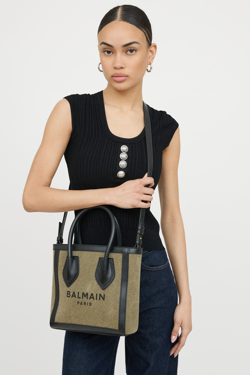 BalmainB-Army Canvas 24 Shopper Tote Bag