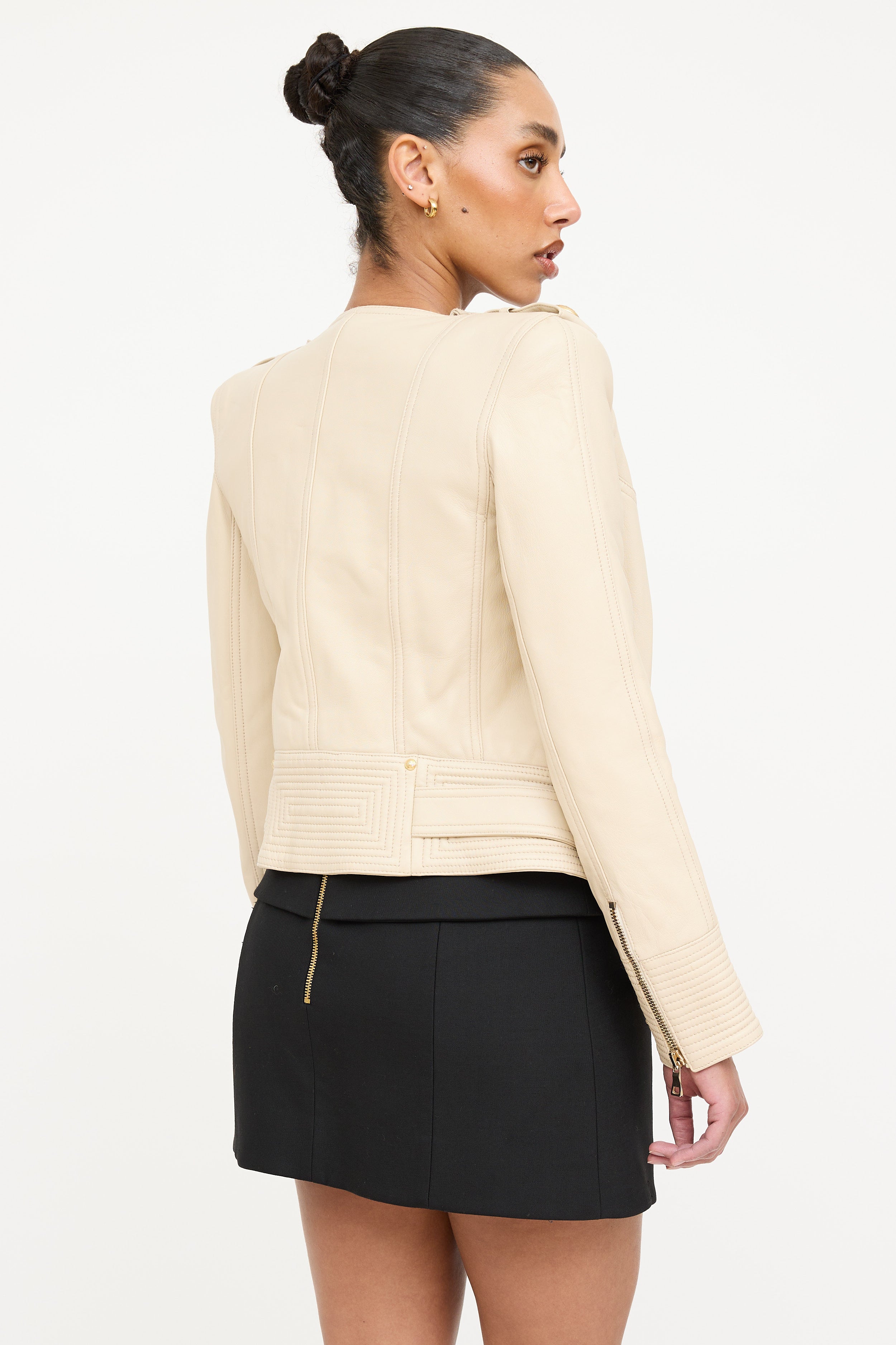 Balmain Quilted Belted Leather Jacket