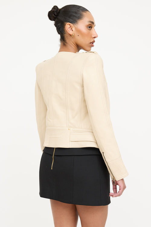 Balmain Quilted Belted Leather Jacket