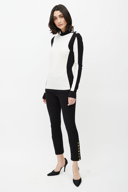Balmain Black & Gold Button Trouser