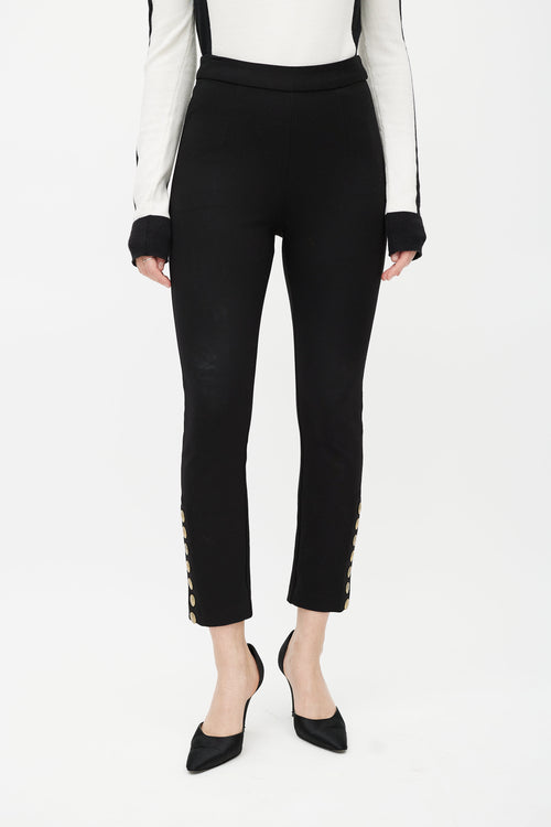 Balmain Black & Gold Button Trouser