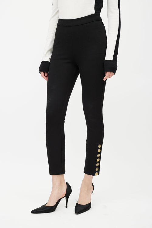 Balmain Black & Gold Button Trouser
