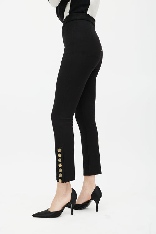 Balmain Black & Gold Button Trouser