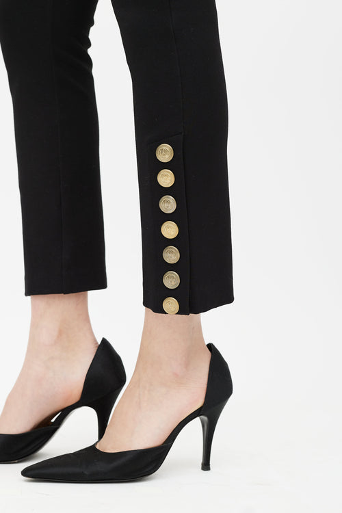 Balmain Black & Gold Button Trouser