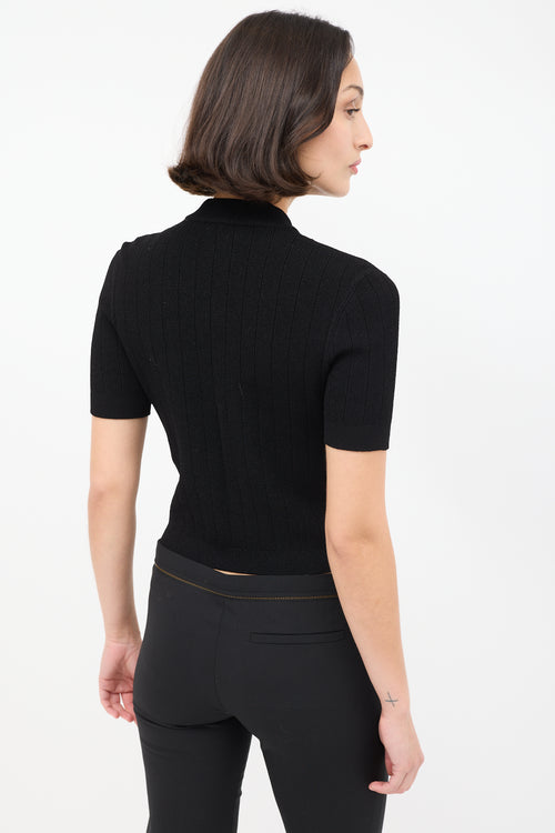 Balmain Black & Gold Buttoned Short Sleeve Cardigan