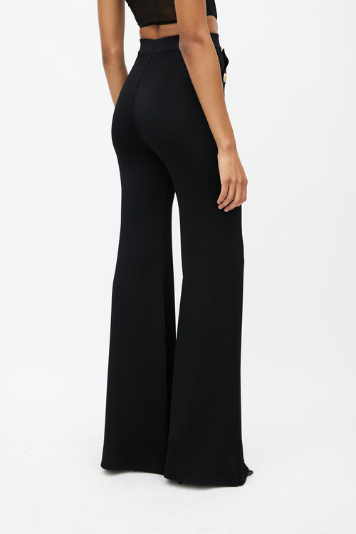 Balmain Black & Gold Knit Wide Leg Trouser
