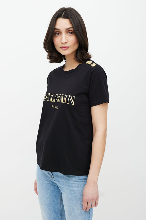 Balmain Black & Gold Logo T-Shirt
