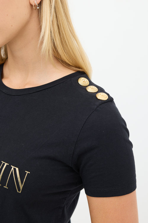 Balmain Black & Gold Logo T-Shirt