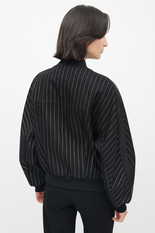 Balmain Black & Gold Stripe Bomber Jacket