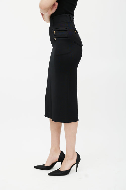 Balmain Black & Gold Zip Skirt