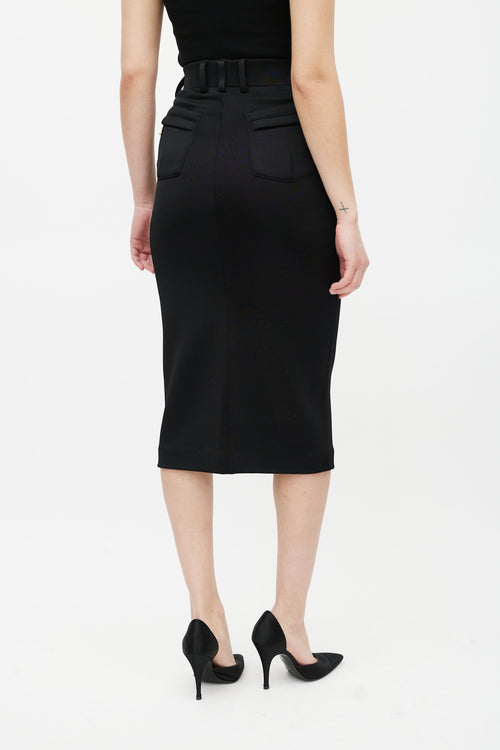 Balmain Black & Gold Zip Skirt
