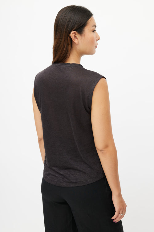Balmain Black & Multi Linen Graphic Tank
