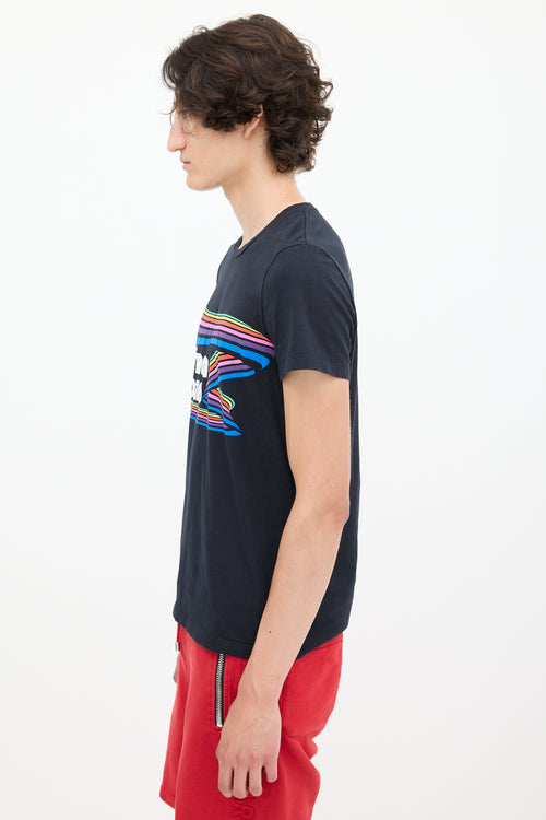 Balmain Black & Multicolour Rainbow Logo T-Shirt