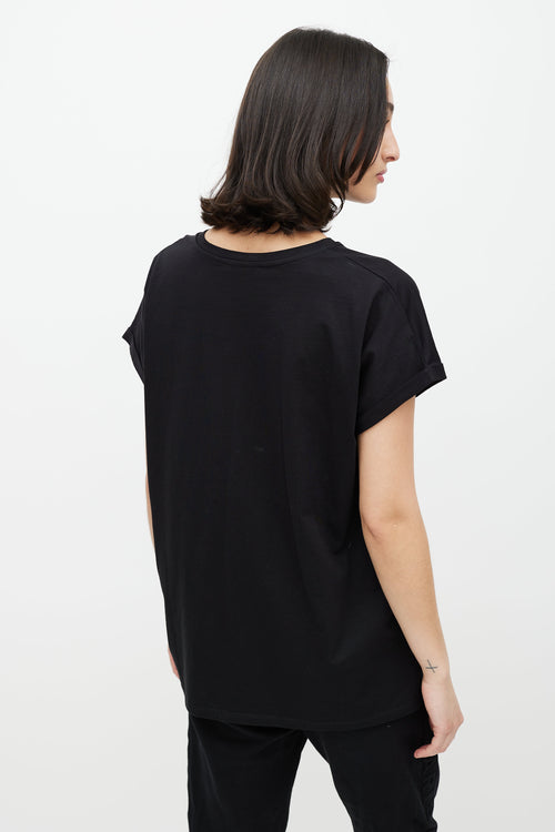 Balmain Black & White Cuffled Logo T-Shirt