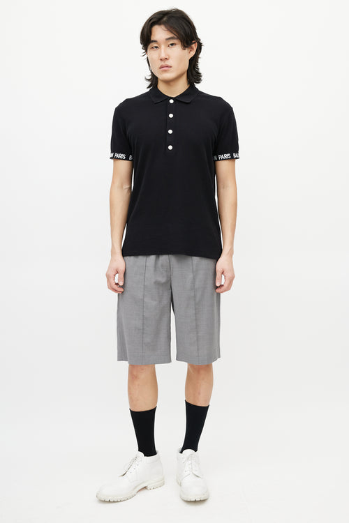 Balmain Black & White Knit Logo Polo