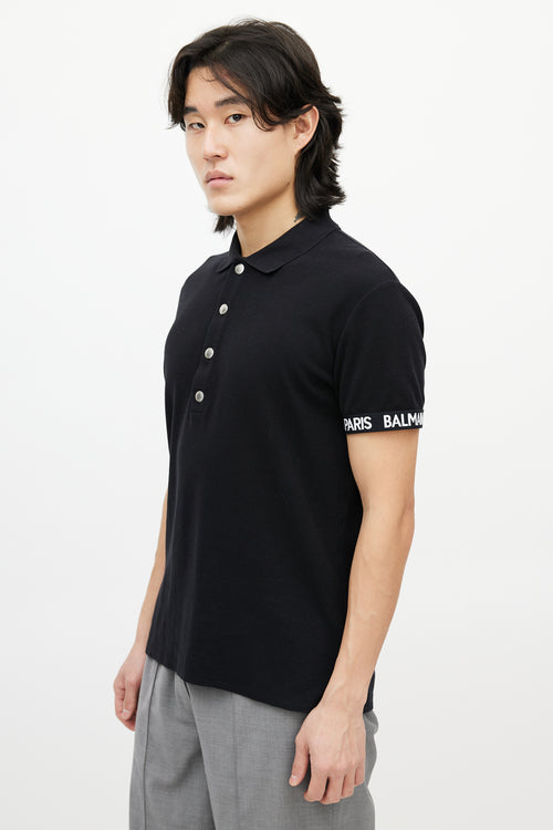 Balmain Black & White Knit Logo Polo