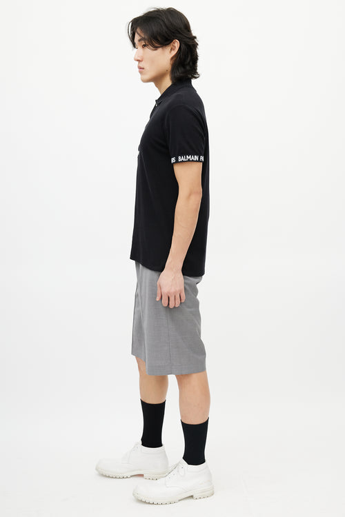 Balmain Black & White Knit Logo Polo