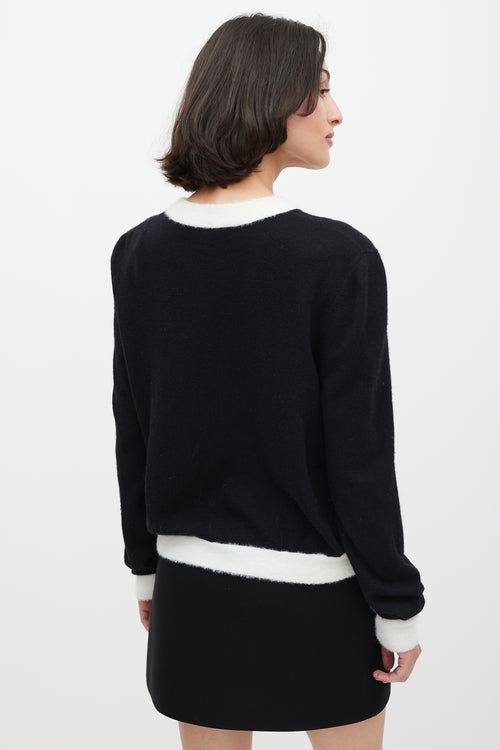 Balmain Black & White Wool Knit Logo Sweater