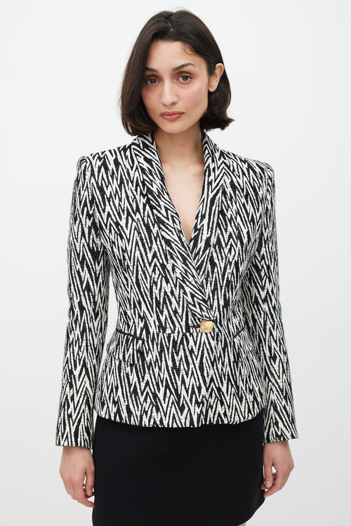Balmain Black & White Woven Blazer