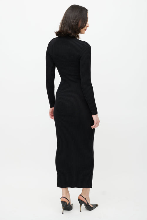 Balmain Black & Wool Ribbed Sweater Dress