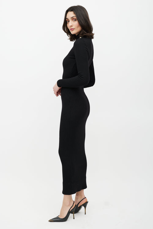 Balmain Black & Wool Ribbed Sweater Dress
