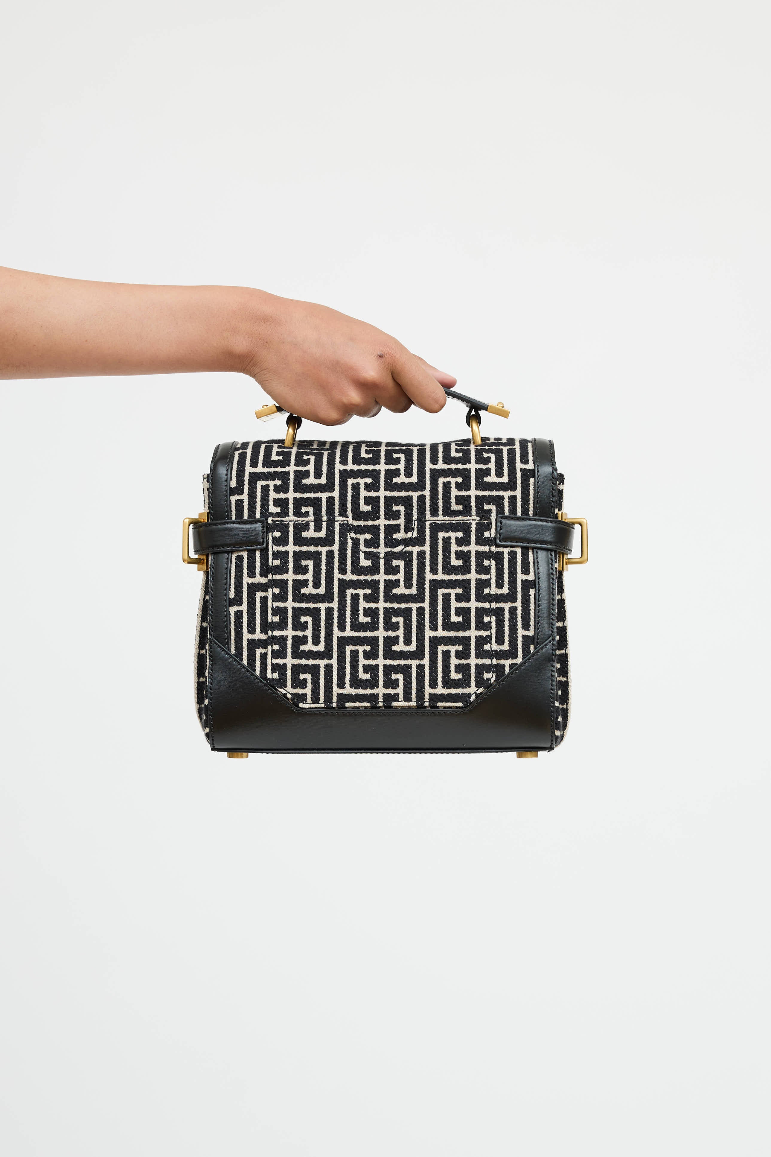 Balmain B-Buzz 23 Woven Logo Bag