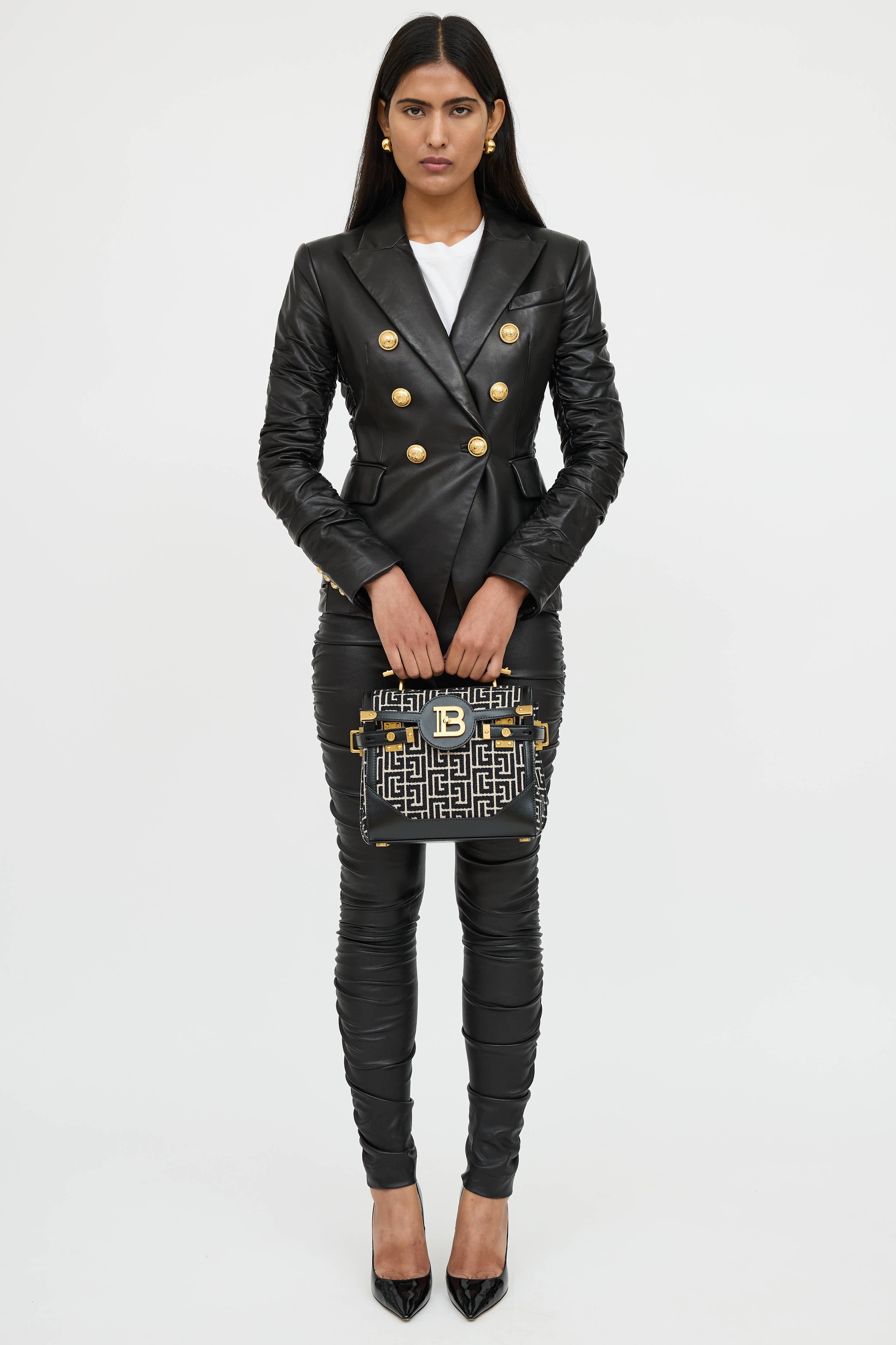 Balmain B-Buzz 23 Woven Logo Bag