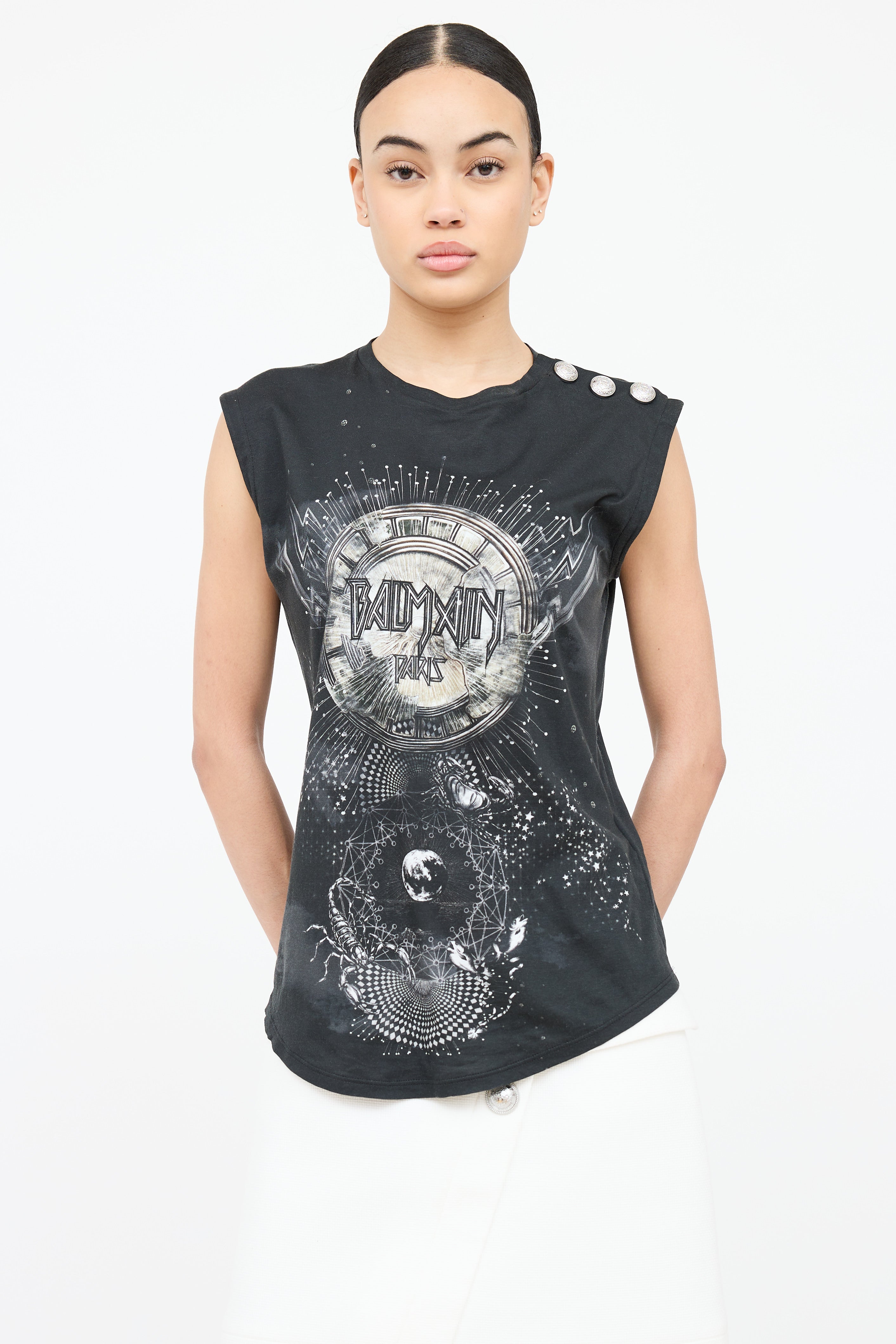 Balmain Graphic Cotton Tank