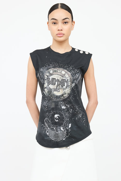 Balmain Graphic Cotton Tank