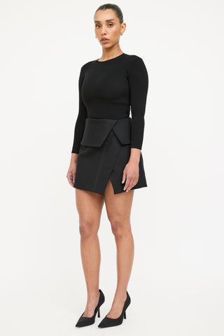 Balmain Wool Fold Over Notched Skirt