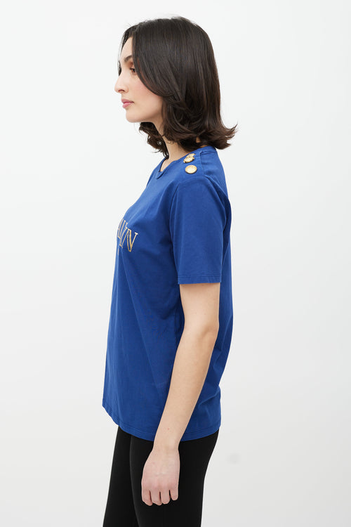 Balmain Blue & Gold Logo T-Shirt