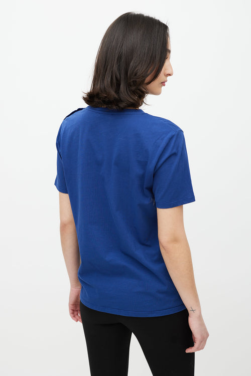 Balmain Blue & Gold Logo T-Shirt