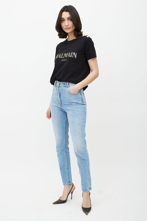 Balmain Blue & Gold Slim Jeans