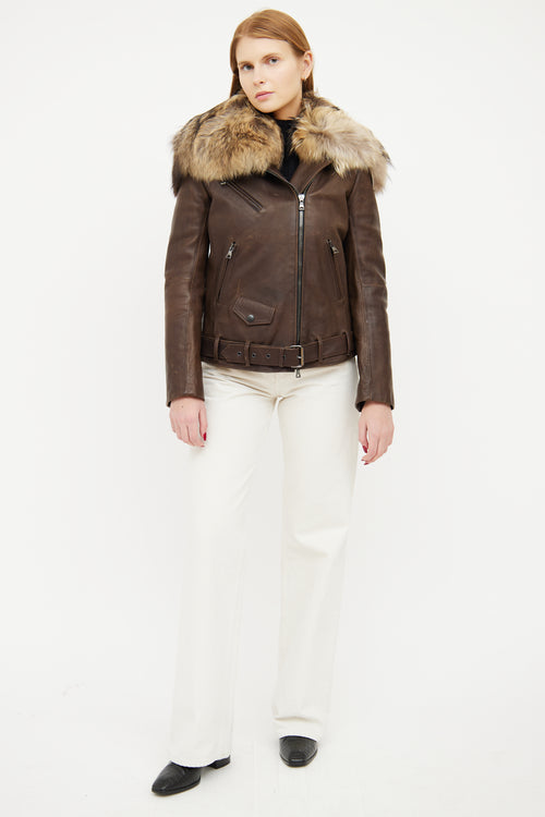 Balmain FW 2011 Leather Fur Collar Jacket