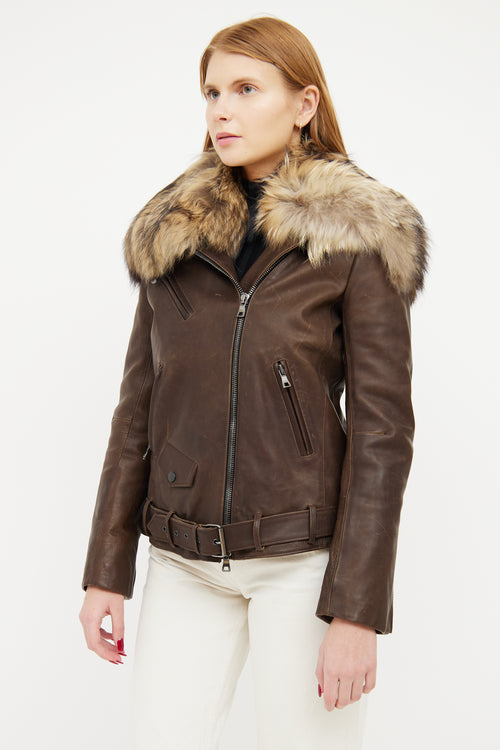 Balmain FW 2011 Leather Fur Collar Jacket