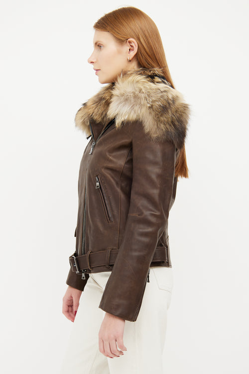 Balmain FW 2011 Leather Fur Collar Jacket