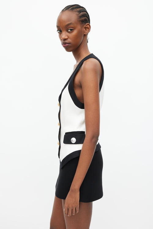 Balmain Cream & Black Silk Double Breasted Vest