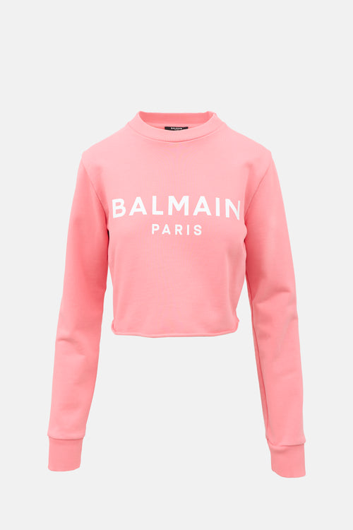 Balmain Cropped Logo Sweatshirt