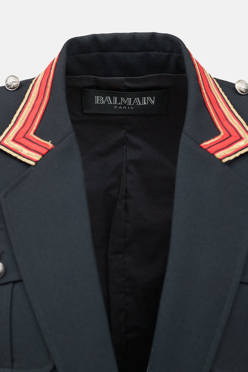 Balmain Black Wool Military Blazer