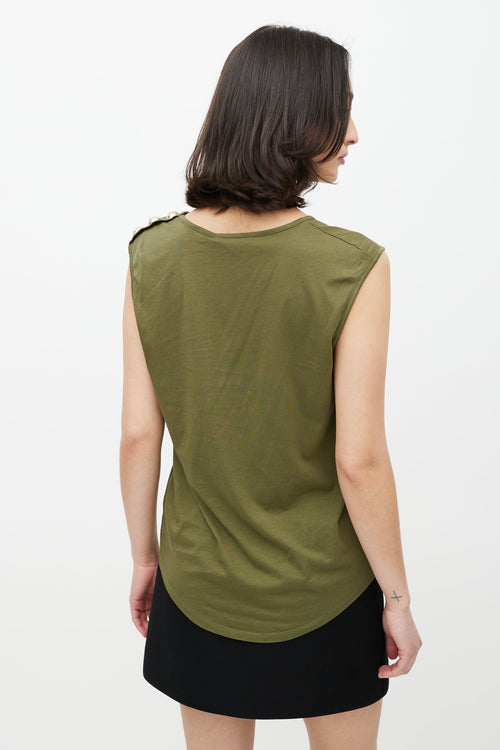 Balmain Green & Black Sleeveless Logo Top