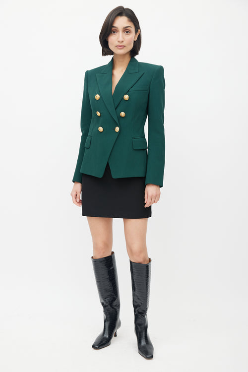 Balmain Green & Gold Double Breasted Blazer