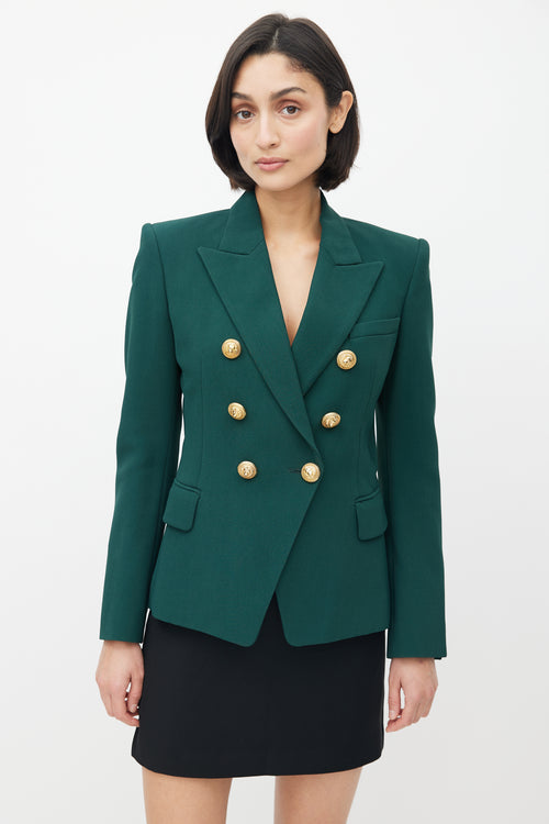 Balmain Green & Gold Double Breasted Blazer