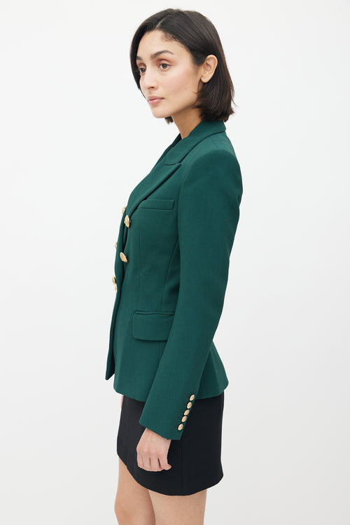 Balmain Green & Gold Double Breasted Blazer