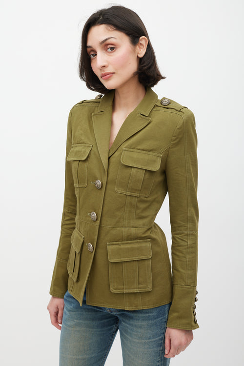 Balmain Green & Gold Military Jacket